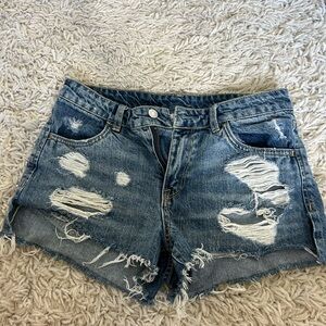 Distressed Blue Denim Women Shorts